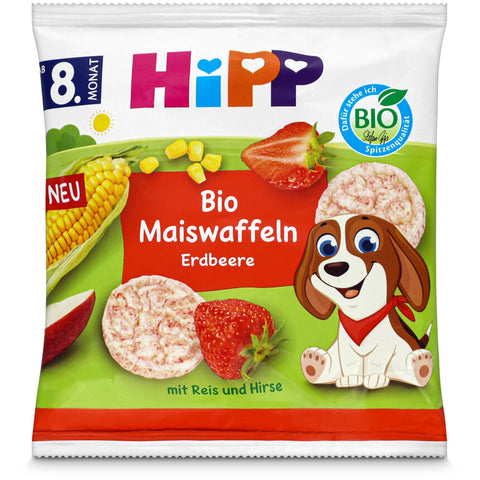 Hipp Organic Corn Waffles - Srawberry