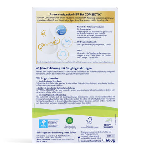 HiPP German HA Hypoallergenic Stage PRE (From birth)